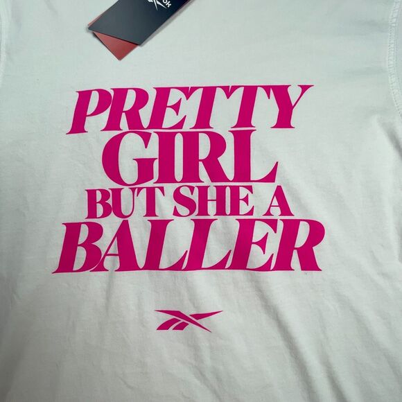 Reebok Top Womens Small White Baller Basketball Sports Angel Reese WNBA NWT - Picture 5 of 6
